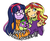 Size: 3227x2615 | Tagged: safe, artist:overlordneon, spike, sunset shimmer, twilight sparkle, dog, equestria girls, g4, clothes, costume, crossover, cute, daphne blake, female, glasses, grin, halloween, high res, holiday, lesbian, looking up, one eye closed, open mouth, peace sign, scooby-doo!, ship:sunsetsparkle, shipping, simple background, smiling, spike the dog, sweater, tongue out, twilight sparkle (alicorn), velma dinkley, white background, wink
