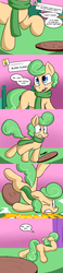 Size: 700x3000 | Tagged: safe, artist:zanezandell, oc, oc only, oc:truffle mint, pony, comic:cmcnext, ask, butt, clothes, cmcnext, colt, comic, male, plot, scarf, sign, solo, thud, tripping, tumblr