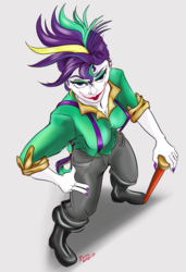 Size: 2400x3500 | Tagged: safe, artist:firimil, rarity, human, g4, alternate hairstyle, clothes, costume, halloween, high res, holiday, humanized, punk, raripunk, the joker