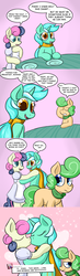 Size: 700x2400 | Tagged: safe, artist:zanezandell, bon bon, lyra heartstrings, sweetie drops, earth pony, pony, unicorn, comic:cmcnext, g4, ask, bipedal, clothes, cmcnext, comic, facehoof, female, kissing, lesbian, magical lesbian spawn, male, mother, mother and son, no shit sherlock, offspring, parent:bon bon, parent:lyra heartstrings, parents:lyrabon, scarf, ship:lyrabon, shipping, son, speech bubble, table, trio, tumblr