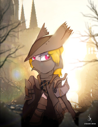 Size: 828x1080 | Tagged: safe, artist:zidanemina, oc, oc only, pony, bloodborne, clothes, costume, crossover, female, halloween, hat, holiday, mare, quickie, solo