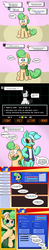 Size: 700x3600 | Tagged: safe, artist:zanezandell, lyra heartstrings, oc, oc:truffle mint, pony, comic:cmcnext, g4, ask, clothes, cmcnext, colt, comic, confused, female, huh, life bar, magical lesbian spawn, male, mother, mother and son, offspring, parent:bon bon, parent:lyra heartstrings, parents:lyrabon, scarf, shirt, son, speech bubble, stats, status, sword, tumblr, undertale, vest, video game, weapon