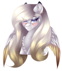 Size: 1548x1786 | Tagged: safe, artist:mauuwde, oc, oc only, oc:angelica, pegasus, pony, bust, colored wings, female, mare, multicolored wings, portrait, simple background, solo, transparent background