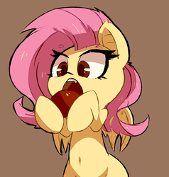 Size: 1526x1606 | Tagged: safe, artist:luxaestas, fluttershy, bat pony, pony, apple, belly, belly button, bipedal, brown background, cute, eating, featured image, female, flutterbat, food, hoof hold, imminent nom, mare, open mouth, race swap, red eyes, shyabates, shyabetes, simple background, solo, that pony sure does love apples