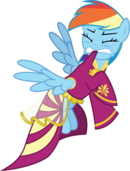 Size: 6400x8383 | Tagged: safe, artist:parclytaxel, rainbow dash, pegasus, pony, g4, inspiration manifestation, .svg available, absurd resolution, clothes, dress, female, flying, mare, mouth hold, outfit catalog, pulling, rainbow dash always dresses in style, simple background, solo, transparent background, vector