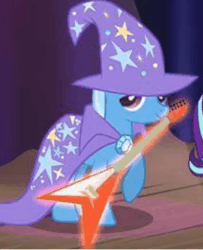 Size: 400x493 | Tagged: safe, gameloft, trixie, g4, animated, female, gif, guitar