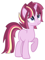 Size: 1600x2136 | Tagged: safe, artist:cutiesparkle, oc, oc only, oc:luminous fireworks, pony, unicorn, g4, my little pony: the movie, female, magical lesbian spawn, mare, offspring, parent:tempest shadow, parent:twilight sparkle, parents:tempestlight, raised hoof, simple background, solo, transparent background