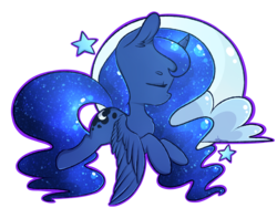 Size: 4000x3000 | Tagged: safe, artist:ashee, princess luna, g4, chibi, eyes closed, female, moon, simple background, solo, stars, transparent background
