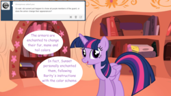 Size: 1280x720 | Tagged: safe, artist:hakunohamikage, twilight sparkle, alicorn, pony, ask-princesssparkle, g4, ask, female, golden oaks library, mare, open mouth, solo, tumblr, twilight sparkle (alicorn)