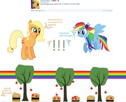 Size: 837x675 | Tagged: safe, artist:elizabeaker2, applejack, rainbow dash, ask appledash, ask appledash!, g4, 1000 hours in ms paint, ask, female, lesbian, ship:appledash, shipping, tumblr, youtube