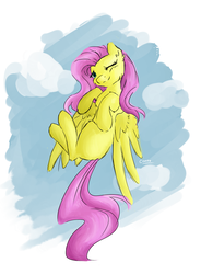 Size: 1418x1922 | Tagged: safe, artist:coffytacotuesday, fluttershy, pony, g4, female, one eye closed, solo, wink