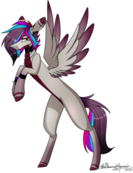 Size: 646x840 | Tagged: safe, artist:ohflaming-rainbow, oc, oc only, oc:neon punk, pegasus, pony, rearing, simple background, solo, transparent background