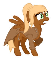 Size: 843x889 | Tagged: safe, oc, oc only, oc:threnody, pegasus, pony, fallout equestria, fallout equestria: project horizons, fallout equestria: speak, clothes, coat, fanfic art, female, mare, scared, simple background, transparent background, vector