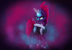 Size: 1280x892 | Tagged: safe, artist:quefortia, tempest shadow, pony, unicorn, g4, my little pony: the movie, broken horn, eye scar, female, horn, mare, scar, solo, sparking horn