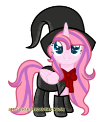 Size: 952x1120 | Tagged: safe, artist:little903, oc, oc only, alicorn, pony, clothes, costume, female, hat, mare, nightmare night costume, simple background, solo, transparent background, witch hat