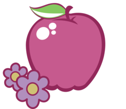 Size: 578x500 | Tagged: safe, artist:anscathmarcach, apple spice, g3, apple, cutie mark, cutie mark only, flower, food, glitter, no pony, simple background, sparkles, transparent background