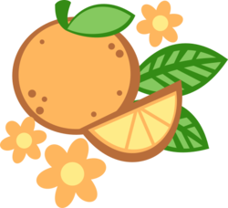 Size: 549x500 | Tagged: safe, artist:anscathmarcach, citrus sweetheart, g3, cutie mark, cutie mark only, flower, food, leaves, no pony, orange, simple background, tangerine, transparent background