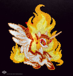 Size: 900x939 | Tagged: safe, artist:hexfloog, daybreaker, pony, a royal problem, g4, horseshoes, irl, mane of fire, perler beads, photo, solo