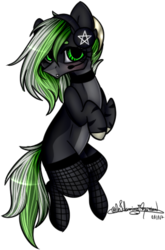 Size: 272x411 | Tagged: safe, artist:ohflaming-rainbow, oc, oc only, oc:roxanne, earth pony, pony, female, fishnet stockings, headphones, mare, simple background, solo, transparent background