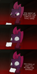 Size: 3008x5993 | Tagged: safe, alternate version, artist:moonatik, derpibooru exclusive, tempest shadow, g4, my little pony: the movie, alternate ending, bad end, comic, dialogue, female, solo, surrender, text, white flag