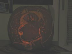 Size: 640x480 | Tagged: safe, artist:cmc--scootaloo, artist:harwick, nightmare moon, g4, antagonist, carving, grin, holiday, jack-o-lantern, menacing, nightmare night, nightmare night 2013, pumpkin, smiling