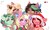 Size: 2560x1546 | Tagged: safe, artist:crybaby, oc, oc only, oc:bay breeze, oc:cherry blossom, oc:cocoa dot, oc:echeveria, oc:marigold glitter, bandana, bow, bowtie, camera shot, christmas, clothes, cute, female, group, group photo, hair bow, hat, holiday, holly, mare, neckerchief, ornament, santa hat, scarf, ych result