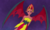 Size: 1024x613 | Tagged: safe, sunset shimmer, equestria girls, g4, black eye, purple background, simple background, sunset satan