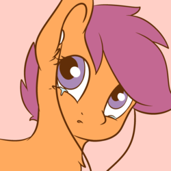 Size: 1024x1024 | Tagged: safe, artist:dbleki, scootaloo, pegasus, pony, g4, base used, crying, earbuds, female, filly, mare, solo
