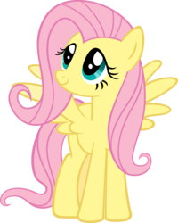 Size: 1280x1602 | Tagged: artist needed, source needed, safe, fluttershy, pegasus, pony, g4, cute, female, mare, shyabetes, simple background, smiling, solo, transparent background, vector