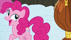 Size: 1280x720 | Tagged: safe, screencap, pinkie pie, prince rutherford, pony, yak, g4, not asking for trouble, snow