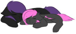 Size: 622x280 | Tagged: safe, oc, oc only, oc:violet, bat pony, pony, duo, female, mother and daughter, simple background, sleeping, transparent background