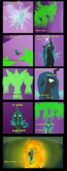Size: 2024x5140 | Tagged: safe, artist:mr100dragon100, queen chrysalis, thorax, changedling, changeling, changeling queen, g4, comic, fire, former queen chrysalis, hellfire, king thorax, prince pharynx