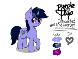 Size: 1400x1050 | Tagged: safe, artist:php142, oc, oc only, oc:purple flix, cute, ear fluff, heart, looking at you, male, raised hoof, reference sheet, simple background, solo, standing, transparent background