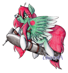 Size: 1927x2070 | Tagged: safe, artist:cihiiro, oc, oc only, oc:shooting star (skygunner), pegasus, pony, colored wings, commission, gradient hooves, gradient wings, male, riding a bomb, simple background, torpedo, transparent background, trap