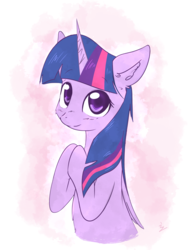 Size: 3000x4000 | Tagged: safe, artist:yinglung, twilight sparkle, alicorn, pony, g4, bust, cute, female, folded wings, hooves together, looking at you, mare, portrait, smiling, solo, twiabetes, twilight sparkle (alicorn)