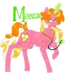 Size: 4310x4838 | Tagged: safe, artist:frozensoulpony, oc, oc only, oc:merrilee, pony, unicorn, absurd resolution, female, magic, mare, offspring, parent:cheerilee, parent:doctor stable, solo, stethoscope