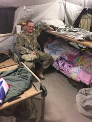 Size: 1536x2048 | Tagged: safe, fluttershy, rainbow dash, twilight sparkle, alicorn, human, g4, ar-15, blanket, bunk bed, clothes, cot, duo, hooah, irl, irl human, m4, male, military, military bronies, photo, smiling, soldiers, tent, twilight sparkle (alicorn), uniform, us air force, us airforce