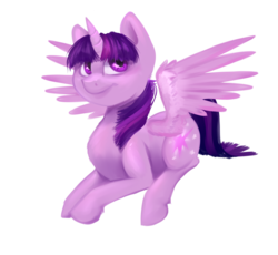 Size: 2500x2300 | Tagged: safe, artist:thefluffyvixen, twilight sparkle, alicorn, pony, g4, female, high res, mare, prone, simple background, smiling, solo, transparent background, twilight sparkle (alicorn)