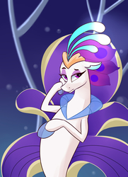 Size: 1300x1800 | Tagged: safe, artist:passigcamel, queen novo, pony, seapony (g4), g4, my little pony: the movie, bioluminescent, bored, bubble, crown, eyebrows down, female, fins, jewelry, queen, reaction image, regalia, seaquestria, seriously, solo, throne, underwater, uninterested, water
