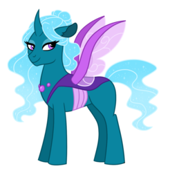 Size: 800x812 | Tagged: safe, artist:cascayd, oc, oc only, oc:princess cicada, changepony, ethereal mane, female, parent:princess luna, parent:thorax, parents:thuna, simple background, solo, white background