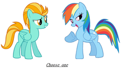 Size: 2800x1604 | Tagged: safe, lightning dust, rainbow dash, pegasus, pony, g4, female, looking at you, mare