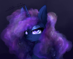 Size: 3176x2552 | Tagged: safe, artist:duop-qoub, princess luna, alicorn, pony, g4, bust, ethereal mane, female, gradient background, high res, mare, solo
