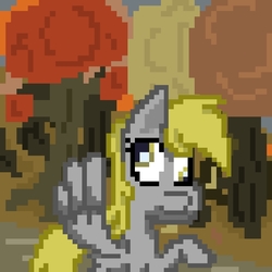 Size: 720x720 | Tagged: safe, artist:mewliciousness, derpy hooves, pegasus, pony, g4, aseprite, autumn, cute, derp, female, mare, pixel art, solo