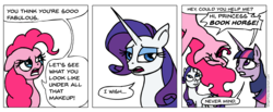 Size: 1894x778 | Tagged: safe, artist:gingerfoxy, pinkie pie, rarity, twilight sparkle, alicorn, earth pony, pony, unicorn, pony comic generator, g4, bookhorse, comic, twilight sparkle (alicorn)