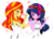 Size: 879x629 | Tagged: safe, artist:lotte, sunset shimmer, twilight sparkle, equestria girls, g4, blush sticker, blushing, clothes, cute, dress, female, floral head wreath, flower, flower petals, lesbian, looking at each other, shimmerbetes, ship:sunsetsparkle, shipping, summer dress, twiabetes