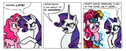 Size: 976x394 | Tagged: safe, artist:gingerfoxy, pinkie pie, rarity, earth pony, pony, unicorn, pony comic generator, g4, comic