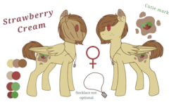 Size: 1617x940 | Tagged: safe, artist:person8149, oc, oc only, oc:styrawberry cream, pegasus, pony, female, mare, reference sheet, solo