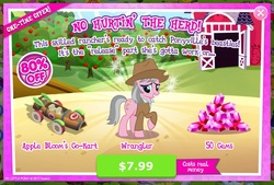 Size: 948x639 | Tagged: safe, gameloft, wrangler, earth pony, pony, g4, advertisement, costs real money, crack is cheaper, female, greedloft, introduction card, mare