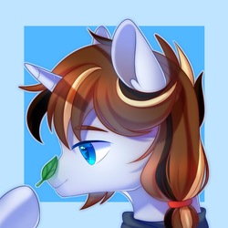 Size: 1500x1500 | Tagged: safe, artist:leafywind, oc, oc only, pony, unicorn, abstract background, leaf, male, solo, stallion