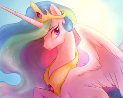 Size: 4000x3200 | Tagged: safe, artist:kodabomb, princess celestia, alicorn, pony, g4, crown, female, high res, jewelry, looking at you, mare, regalia, solo